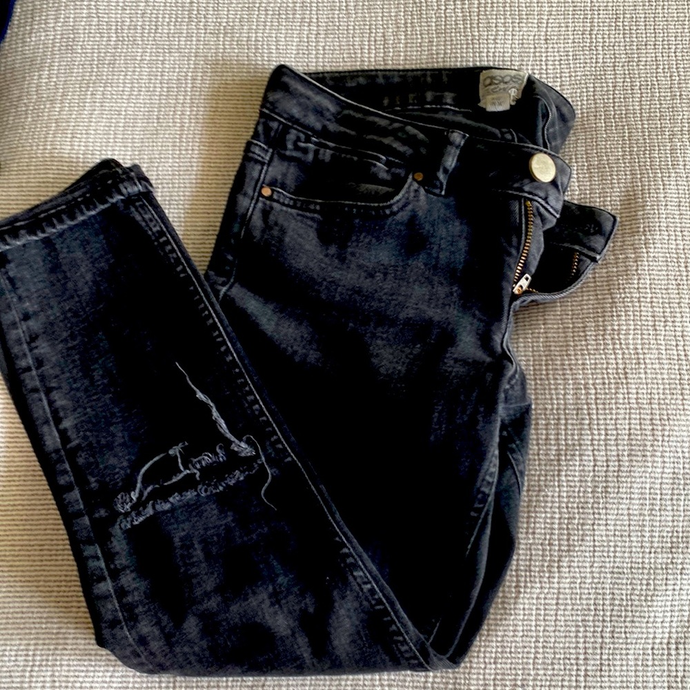 ASOS black skinny ripper jeans